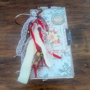 🌻Christmas Rustic Junk Journal-Handmade- Recycled Material-Candy Cane-Primitive